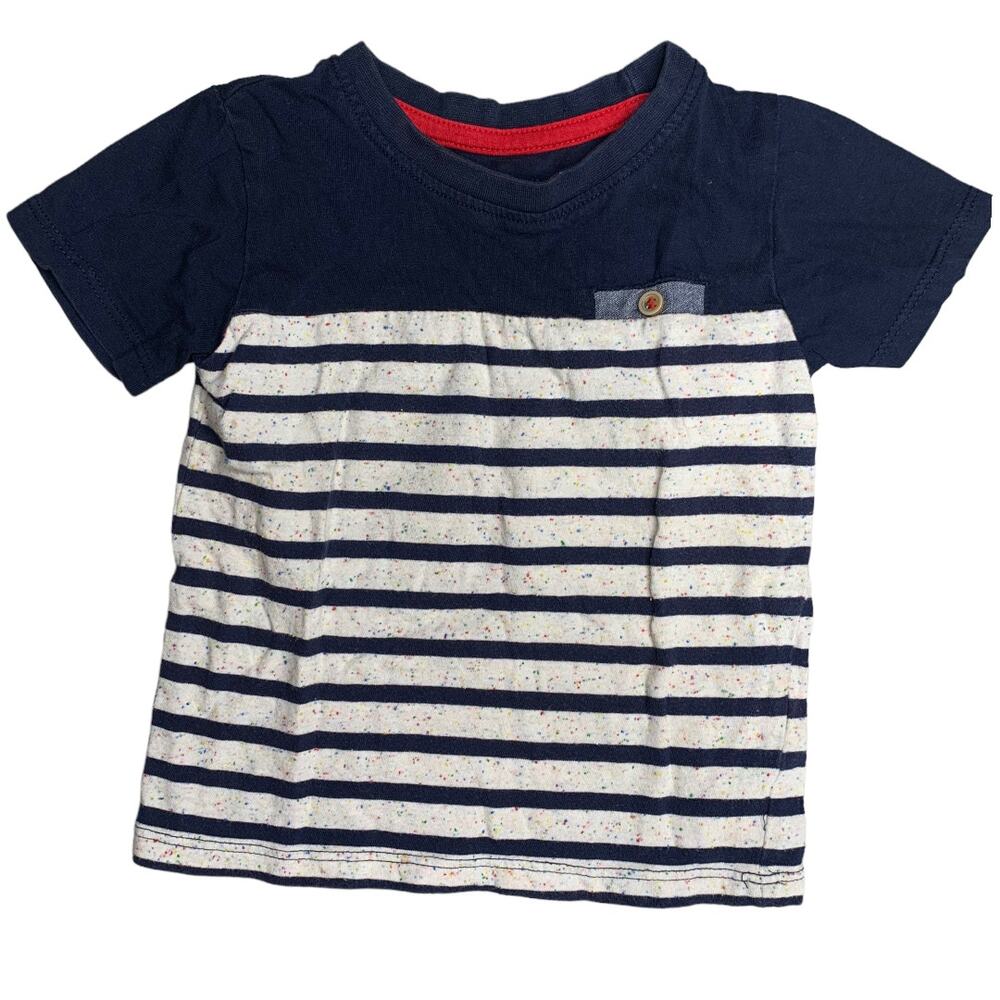 Primark red blue speckled gray striped short sleeve shirt 18-24 months